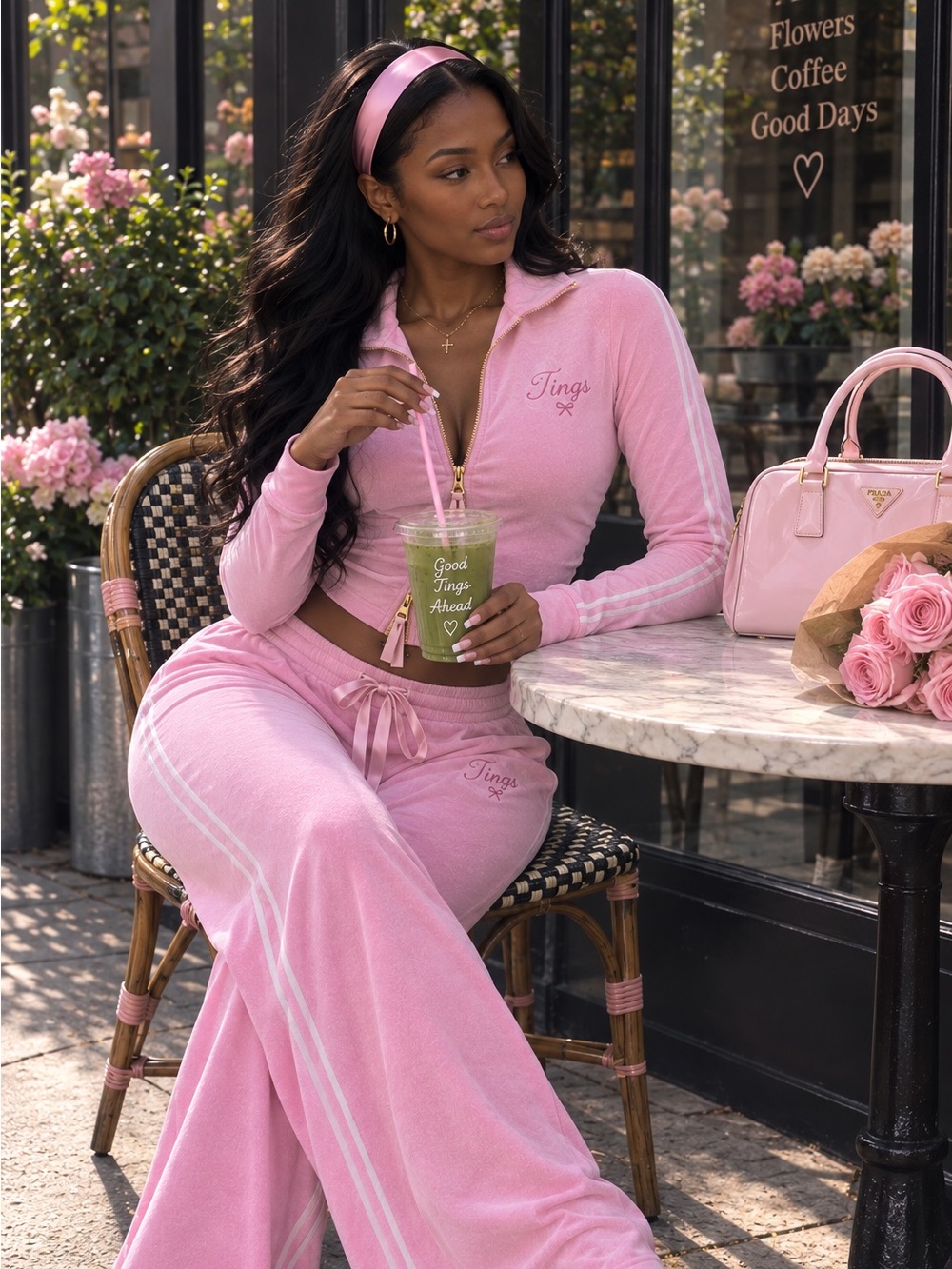 Pink Velour Pink Slip Set 🌸